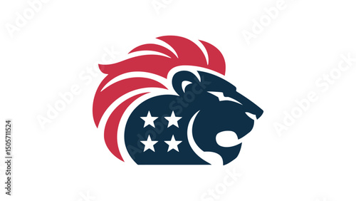 Stylized Lion Head Logo with Stars
