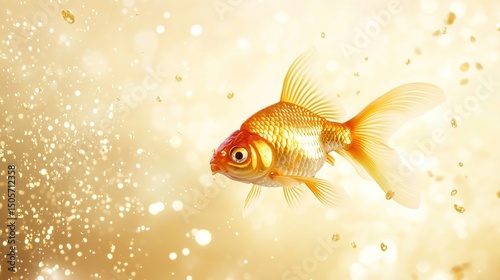 Golden Fish Soaring Amidst Sparkles, Symbolizing Growth and Success