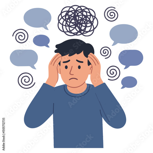 young man thinking about problem.