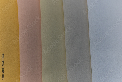 Closeup of colorful textured textile samples