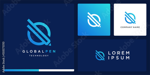 Global pen logo tech education