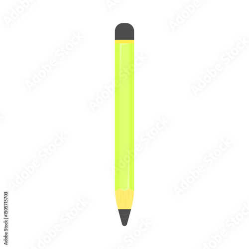 light green pencil on white background. school supplies. stationery and drawing tools. art tools. office supplies. vector illustration