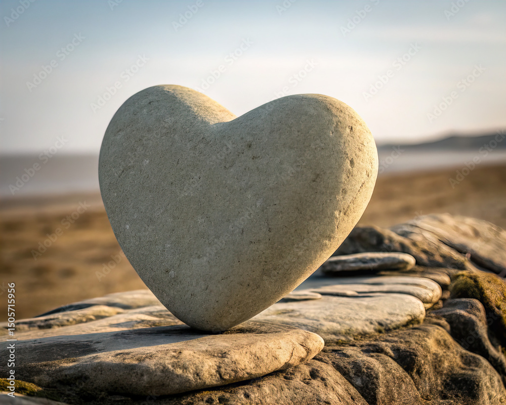 Fototapeta premium heart shaped stones on the beach