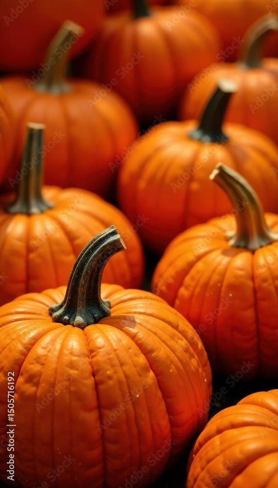Obraz premium Close-up of vibrant orange pumpkins with intricate patterns and textures , squash, gourds