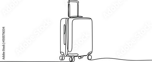 Line Art Minimalist Suitcase Vector Illustration, Travel Luggage Outline Art Illustration.