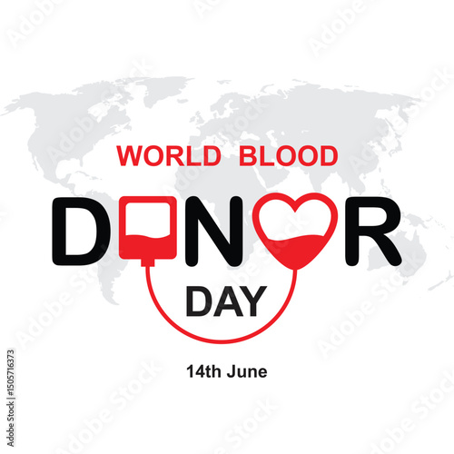 World Blood Donor Day. Blood donation concept. A blood bag and heart. 14th June. world blood donor day awareness. background, poster, banner, flyer. vector illustration. UN health day. WHO campaign. 