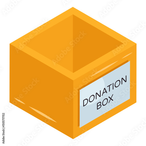 Donation box concept icon in isometric design 