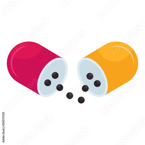 An editable design icon of open capsule 