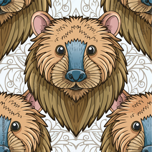 Wombat Vector Illustration with Seamless Pattern Design