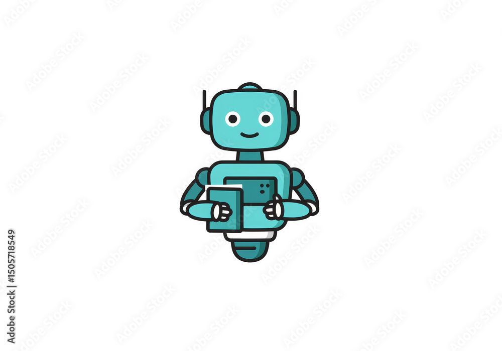 Isolated Transparent Background Illustration of Smiling Cartoon Robot Isolated Transparent Background Illustration of Smiling Cartoon Robot