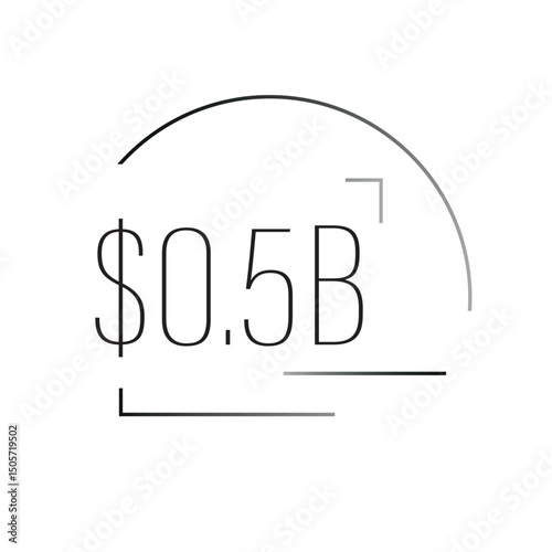 Clean vector symbol $0.5B – realistic or abstract billion or million dollar value. Perfect for infographics, business and financial presentations.