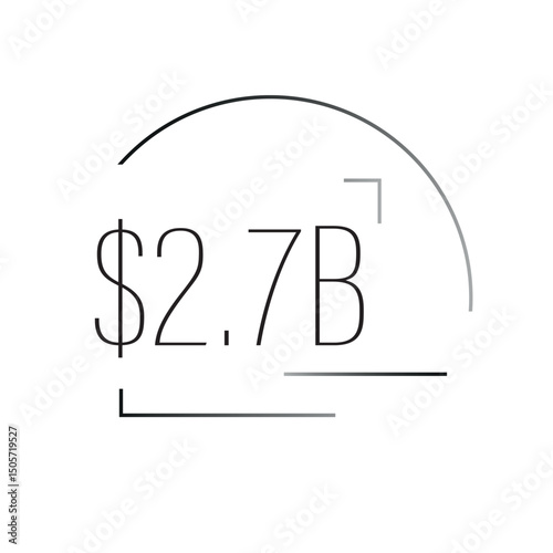 Clean vector symbol $2.7B – realistic or abstract billion or million dollar value. Perfect for infographics, business and financial presentations.