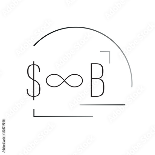 Clean vector symbol $∞B – realistic or abstract billion or million dollar value. Perfect for infographics, business and financial presentations.