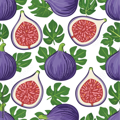 Fig Vector Illustration with Seamless Pattern Design