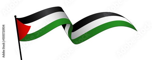 Waving Palestine Flag Vector Illustration, Symbol of Resistance, Identity, and Pride, Perfect for National Day, Protest Art, Awareness