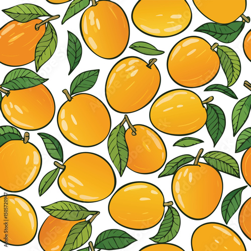 Lucuma Vector Illustration with Seamless Pattern Design