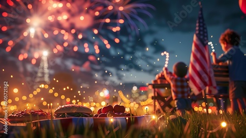 On the night of Independence Day, everyone enjoyed delicious food on the open grassland, admired beautiful fireworks, and celebrated the arrival of Independence Day.