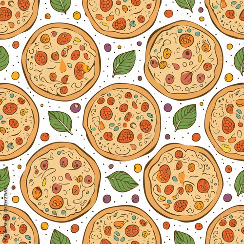 Flatbread Vector Illustration with Seamless Pattern Design