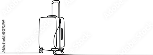 Line Art Minimalist Suitcase Vector Illustration, Travel Luggage Outline Art Illustration.