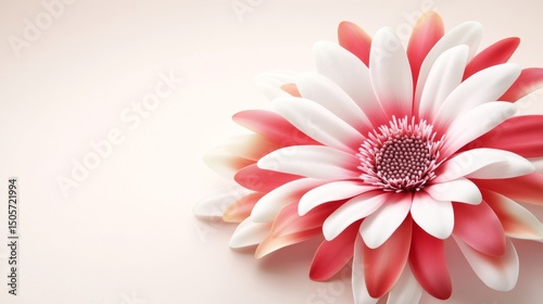 Delicate Pink and White Gerbera Daisy - Close-up of a beautiful gerbera daisy with soft pink and white petals against a pale pink background. Perfect for greeting cards, websites, or blogs