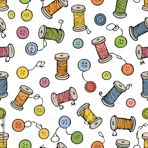 thread Vector Illustration with Seamless Pattern Design