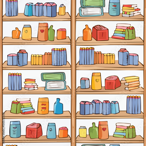 shelf Vector Illustration with Seamless Pattern Design