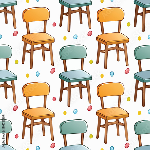 dining chair Vector Illustration with Seamless Pattern Design
