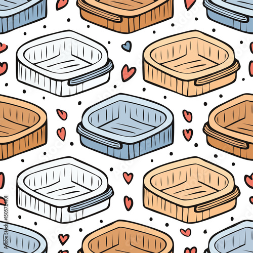 Paper tray Vector Illustration with Seamless Pattern Design