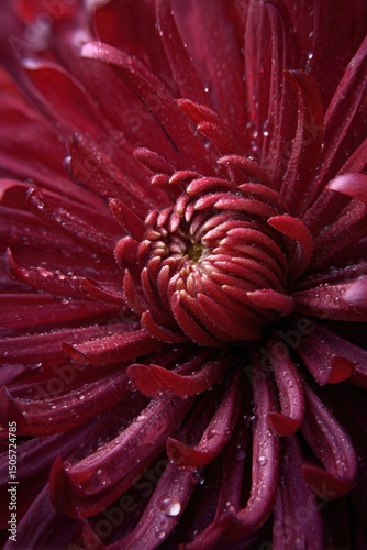 Close-up view of a deep crimson flower. photo
