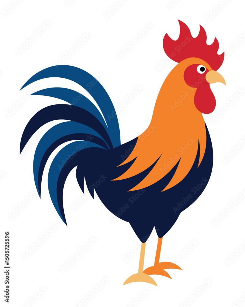 Fototapeta premium Colorful Rooster Illustration Farm Animal Design