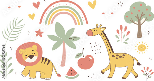 cute hand drawn doodle vector set,a seamless vector doodle illustration in black and white. love, Natural , firework, cloud, weather, rainbow, snow, heart and creative design vector collection.