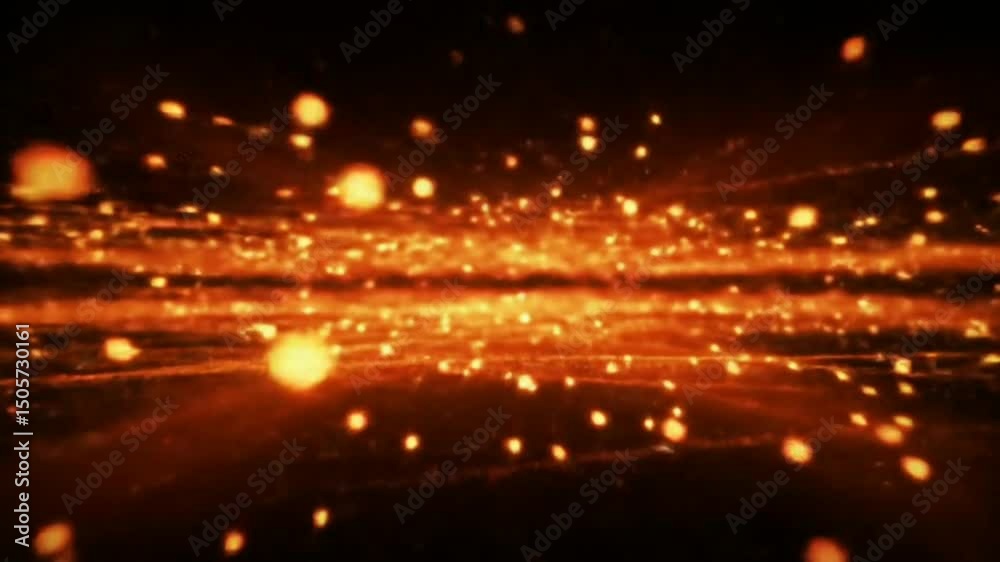 Red particle glowing animation background 