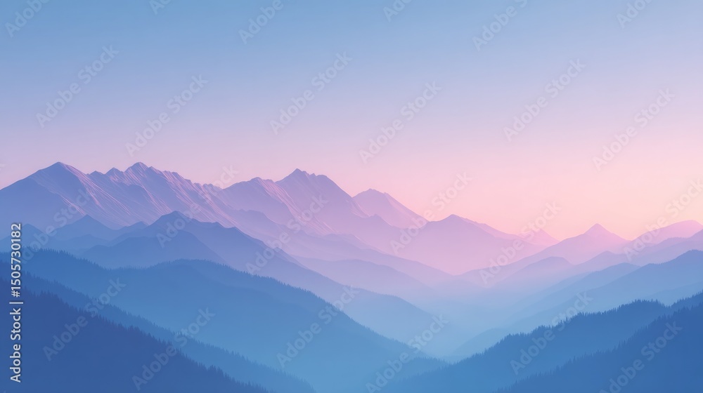 Obraz premium majestic mountain silhouette beneath serene gradient sky serves as minimalist abstract design epitomizing tranquility