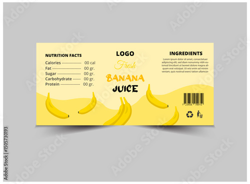 Bottle Label Banana Juice Product Template Design Brand Name Packaging Vector Illustration