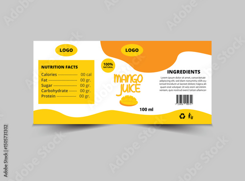 Bottle Label Mango Juice Product Template Design Brand Name Packaging Vector Illustration