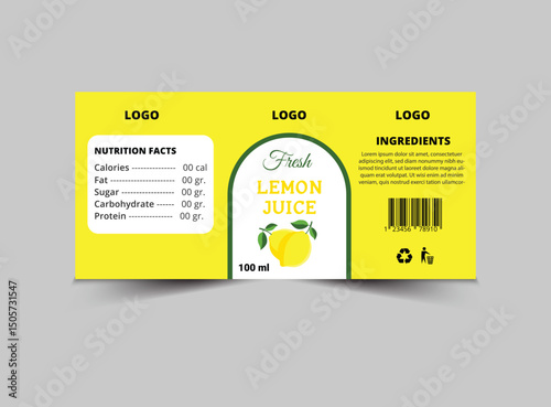Bottle Label Lemon Juice Product Template Design Brand Name Packaging Vector Illustration