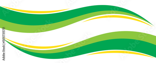 Vector green and yellow line background curve element with white space for text and message design, overlapping layers, vector