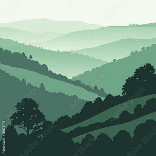 mountain landscape with fog