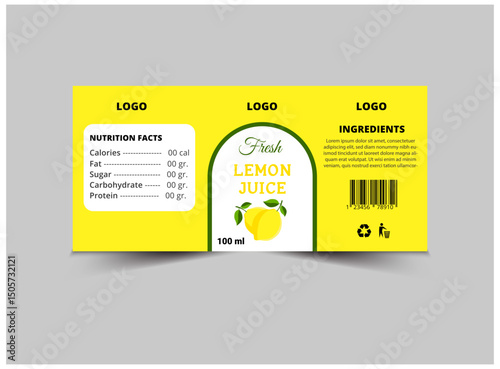 Bottle Label Lemon Juice Product Template Design Brand Name Packaging Vector Illustration