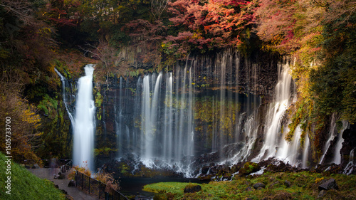 Shiraito Falls Cascading Amidst Lush Fujinomiya photo
