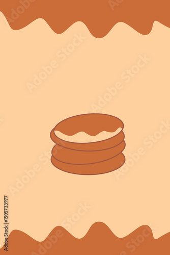 Delicious pancakes with butter in a cartoon style. Vector illustration of fresh and fluffy pancakes drizzled with honey and a piece of butter isolated on a white background. American breakfast.
