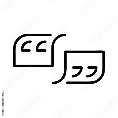 Quote symbols outlined in clean, straight lines on white background  