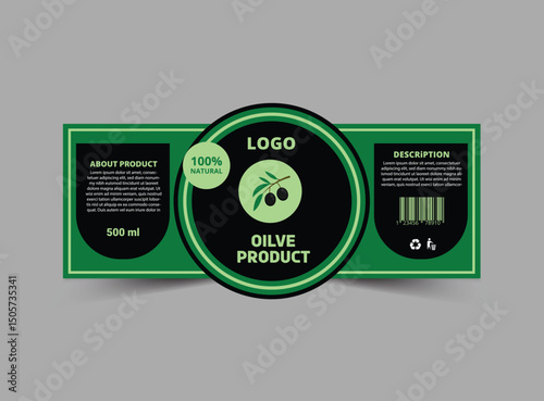 Bottle Label Olive Product Template Design Brand Name Packaging Vector Illustration