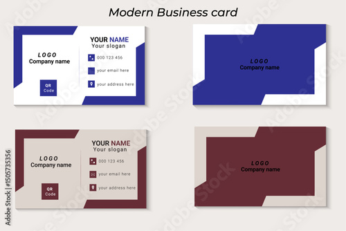 Modern Business card with editable vector shape