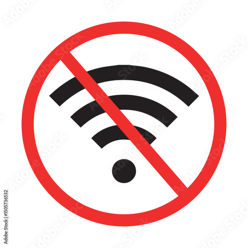 no wifi symbol sign for internet restriction and wireless connection prohibition