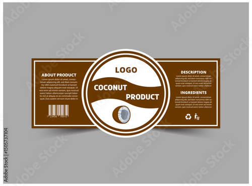 Bottle Label Coconut Brand Name Template Design Packaging Product Vector Illustration
