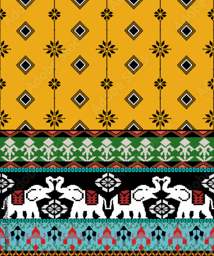 Colorful ethnic pattern on fabric design