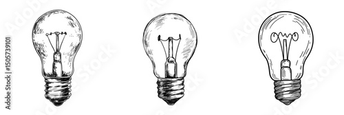 A hand-drawn light bulb icon with the concept of an idea is depicted in black on a white background, created using modern Illustrator, serving as a symbol for the web