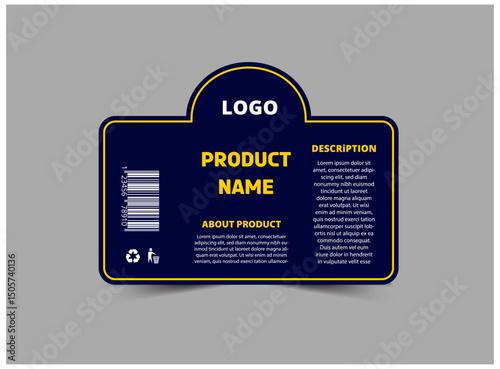 Bottle Label Brand Name Template Design Blue And Yellow Packaging Product Vector Illustration