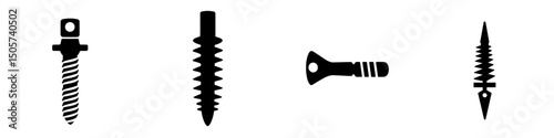 The Screw Icon features a detailed drawing of a traditional screw, highlighting its pointed tip, threaded body, and Phillips head, ideal for various DIY, construction, or engineering applications